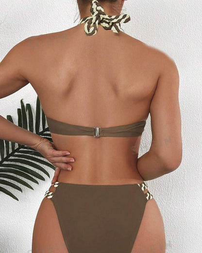 Colorblock-Neckholder-Bikini-Zestaw
