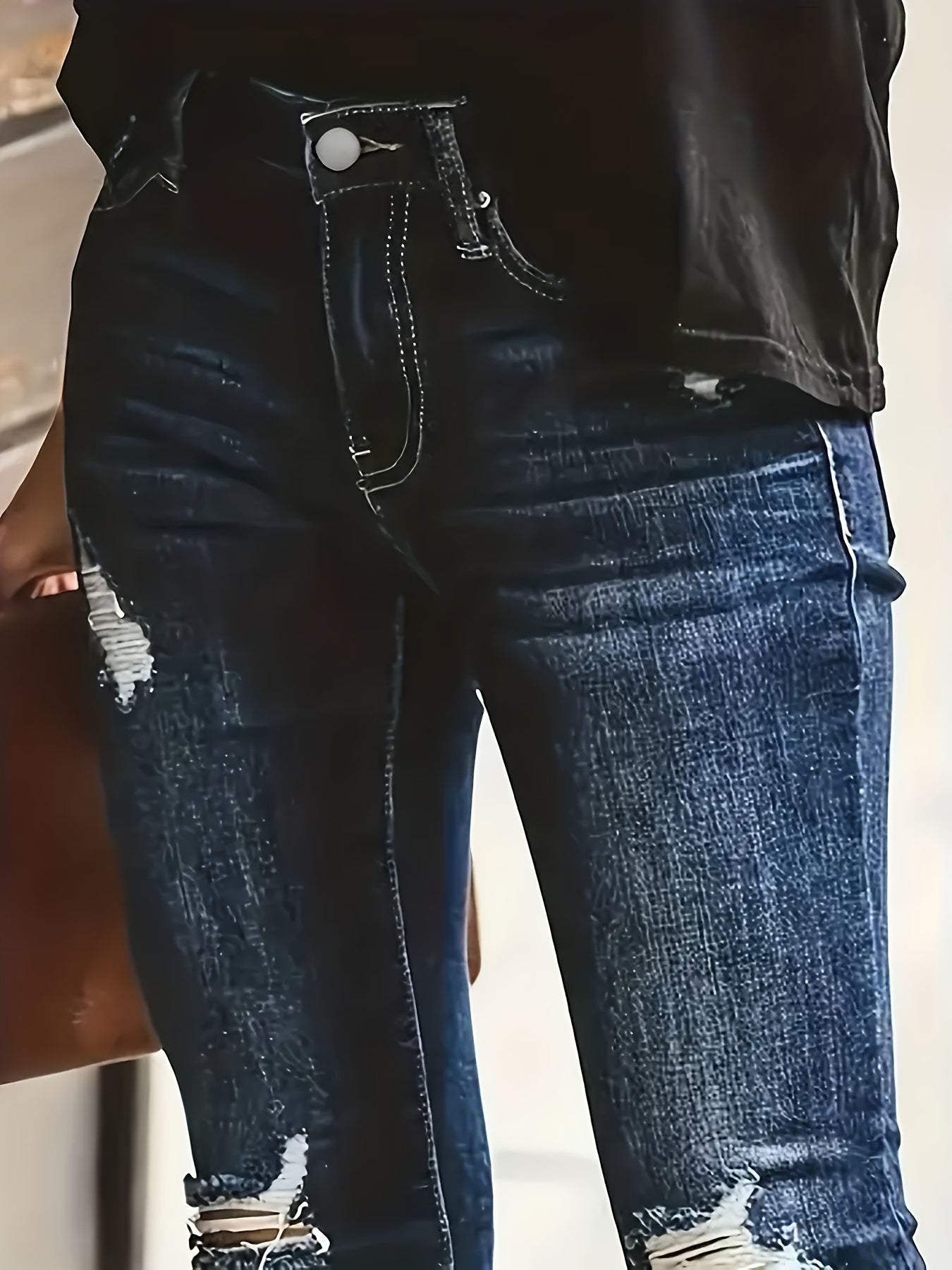 Jasmijn | Niebieskie zniszczone skinny jeans