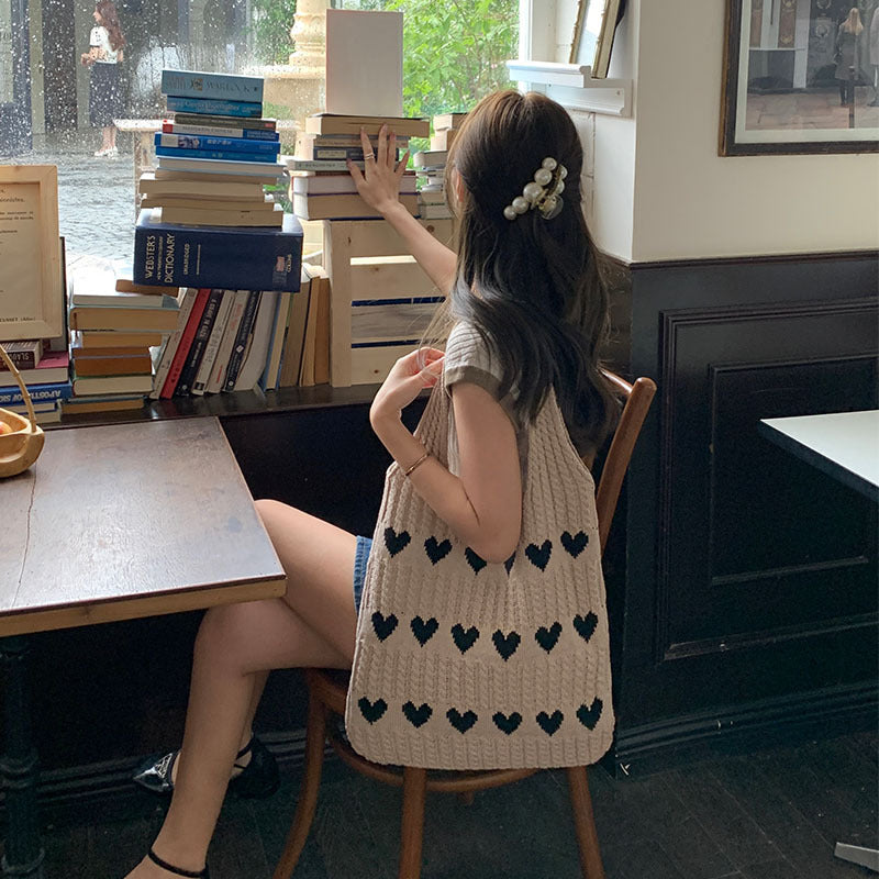 Nina | Ręcznie robiona torba na zakupy z wzorem serca