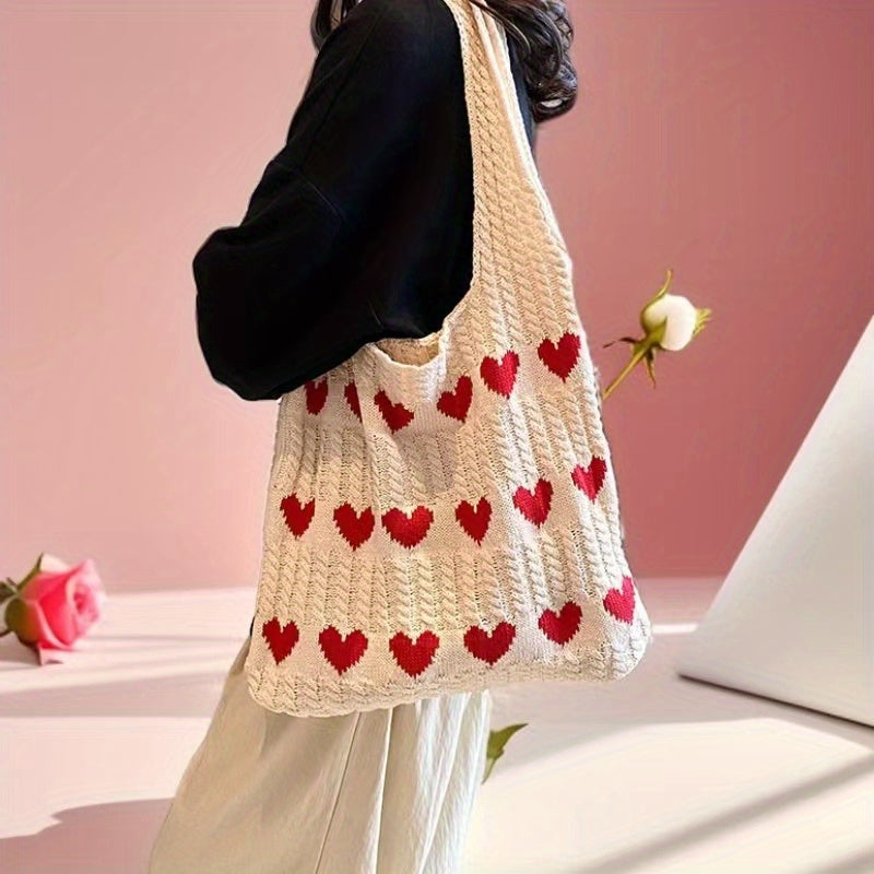 Nina | Ręcznie robiona torba na zakupy z wzorem serca