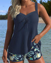 Tankini Pasiaste Dwuczęściowe Szorty Kąpielowe