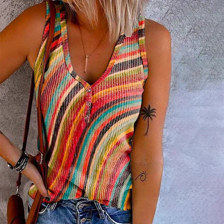 Corinne | Pasiasty dzianinowy top