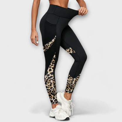 Legginsy z wysokim stanem w panterkę