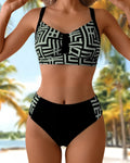 Dwuczęściowy strój kąpielowy bikini z nadrukiem stylowy