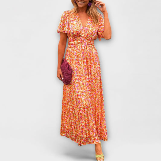 Sandra - Elegancka Sukienka Maxi z V-dekoltem