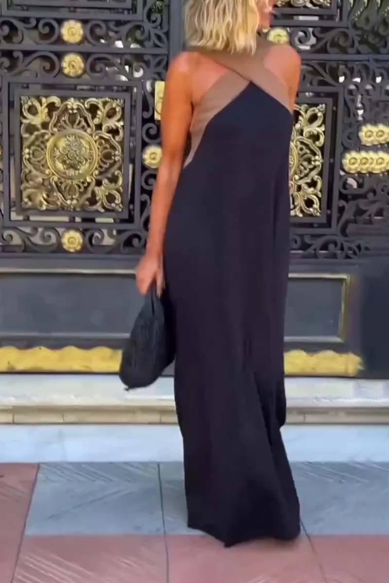 Sukienka Melina Cross Halter Neck Bez Rękawów Ze Szwem
