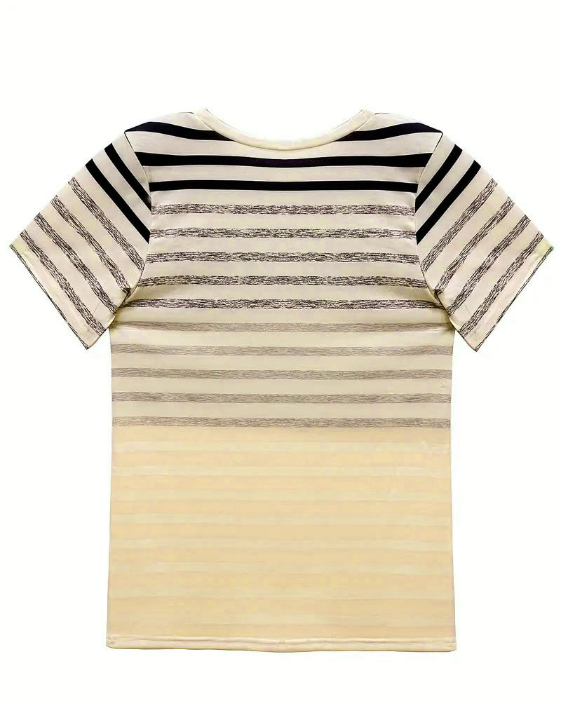 Kylie | Pasiasty T-shirt z Okrągłym Dekoltem
