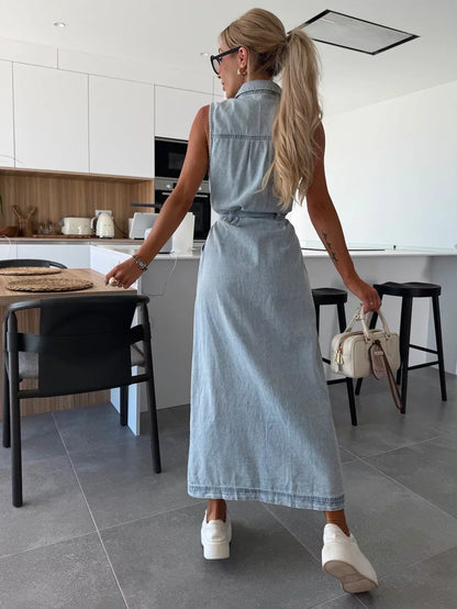 DANIËLA – WYGODNA SUKIENKA DENIM BEZ RĘKAWÓW