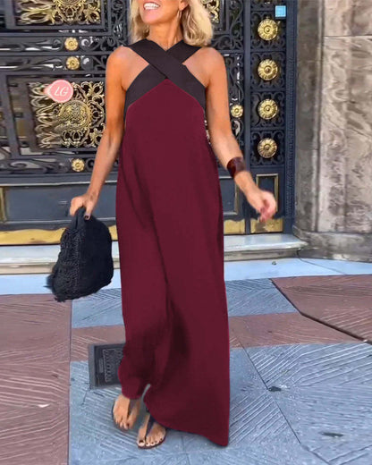 Sukienka Melina Cross Halter Neck Bez Rękawów Ze Szwem