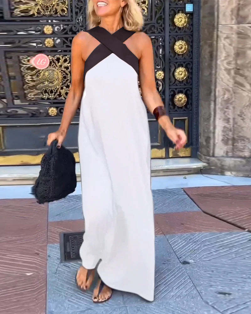 Sukienka Melina Cross Halter Neck Bez Rękawów Ze Szwem