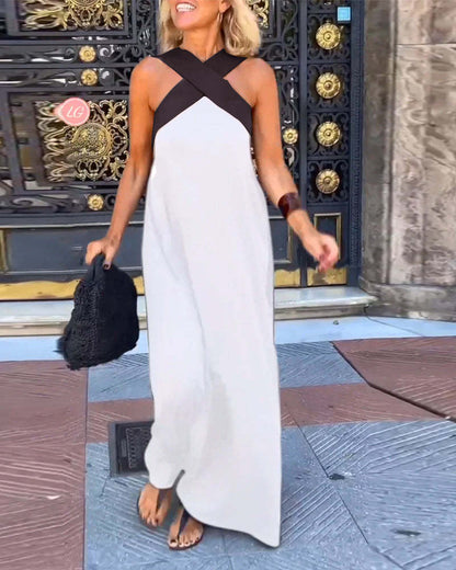 Sukienka Melina Cross Halter Neck Bez Rękawów Ze Szwem