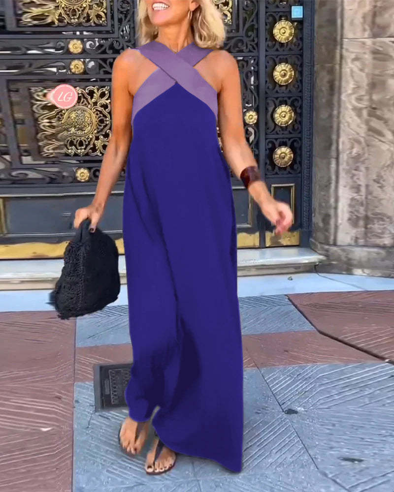Sukienka Melina Cross Halter Neck Bez Rękawów Ze Szwem