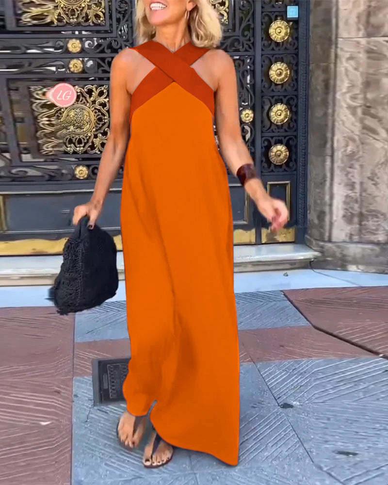 Sukienka Melina Cross Halter Neck Bez Rękawów Ze Szwem