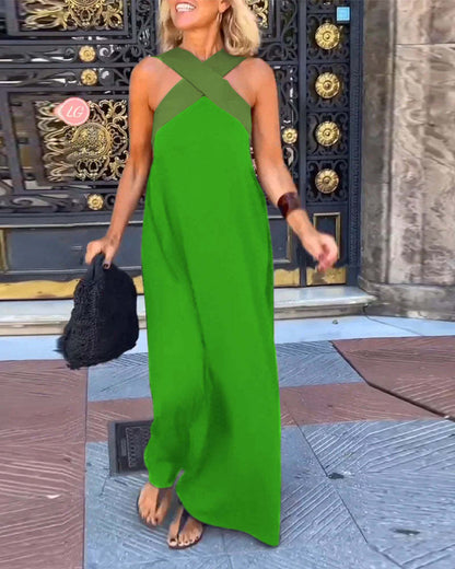 Sukienka Melina Cross Halter Neck Bez Rękawów Ze Szwem