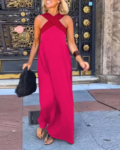 Sukienka Melina Cross Halter Neck Bez Rękawów Ze Szwem