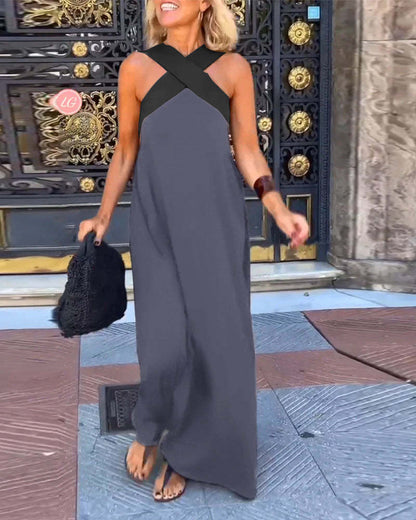 Sukienka Melina Cross Halter Neck Bez Rękawów Ze Szwem