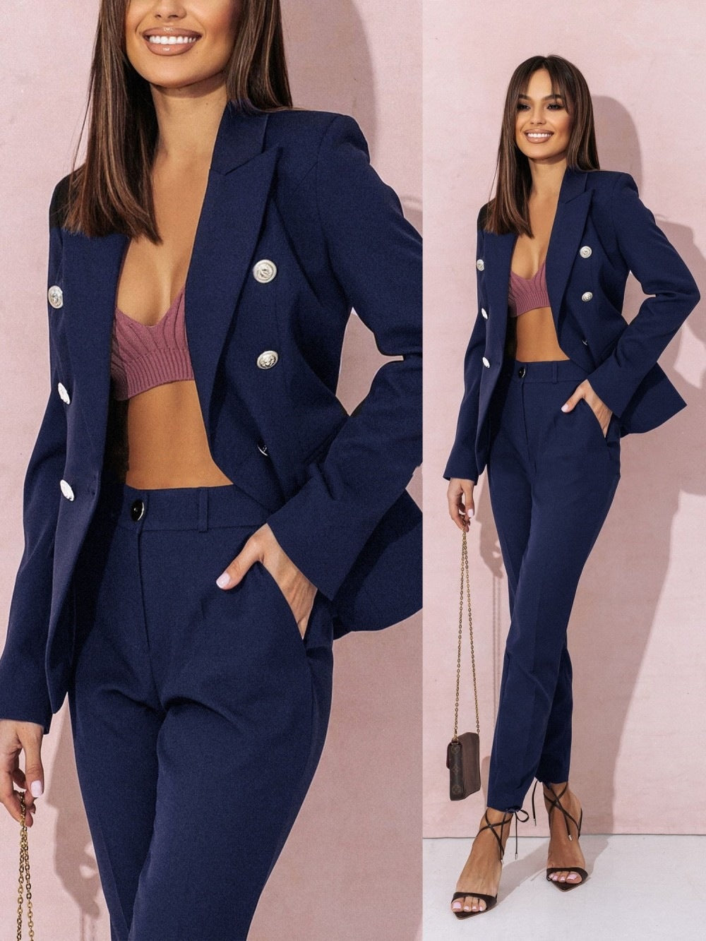Elisea - Elegancki zestaw blazer i spodnie