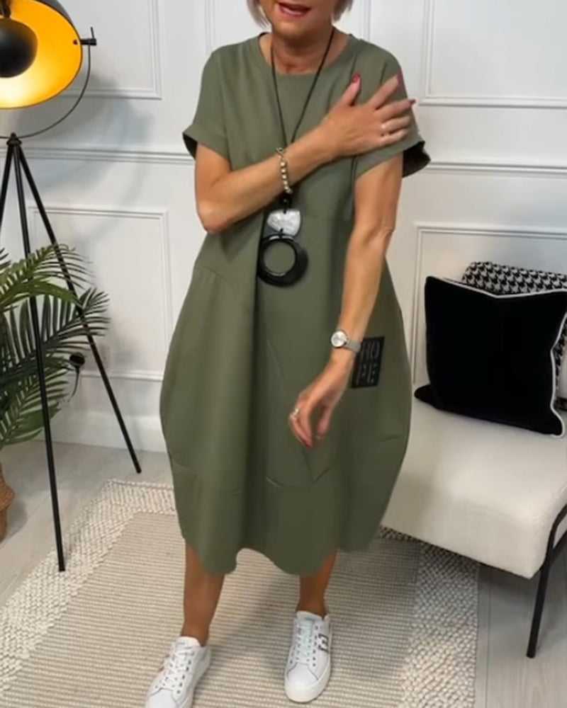 Sukienka Marie™ dla kobiet z krótkim rękawem z nadrukiem liter