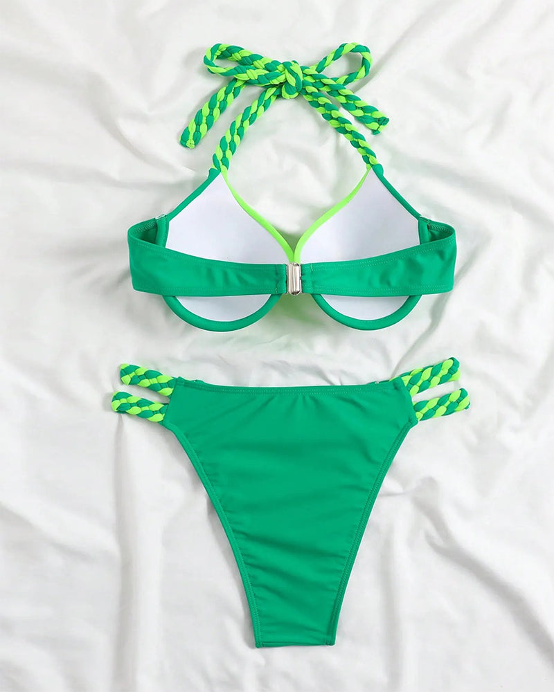 Colorblock-Neckholder-Bikini-Zestaw