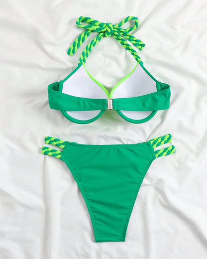 Colorblock-Neckholder-Bikini-Zestaw