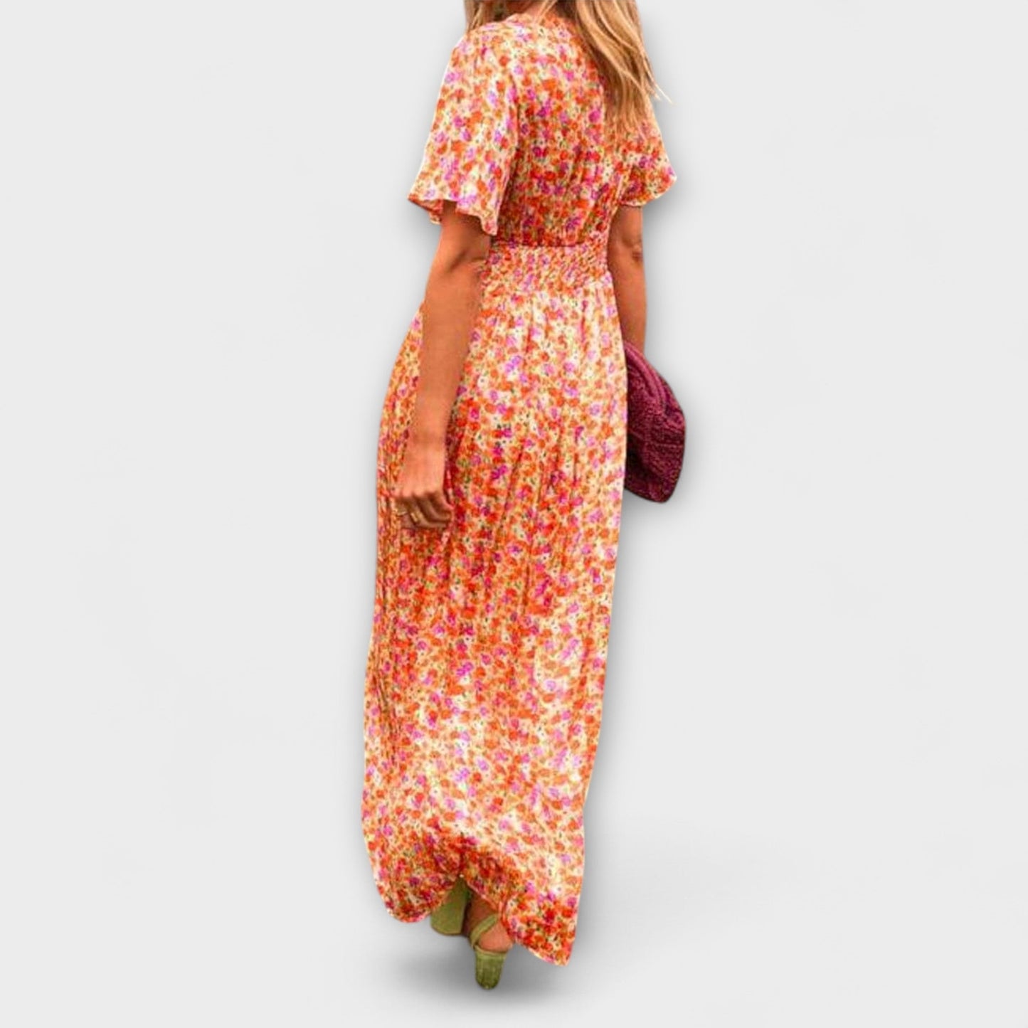 Sandra - Elegancka Sukienka Maxi z V-dekoltem