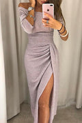 Mariah | Elegancka aksamitna sukienka na Boże Narodzenie z rozcięciem