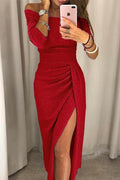 Mariah | Elegancka aksamitna sukienka na Boże Narodzenie z rozcięciem