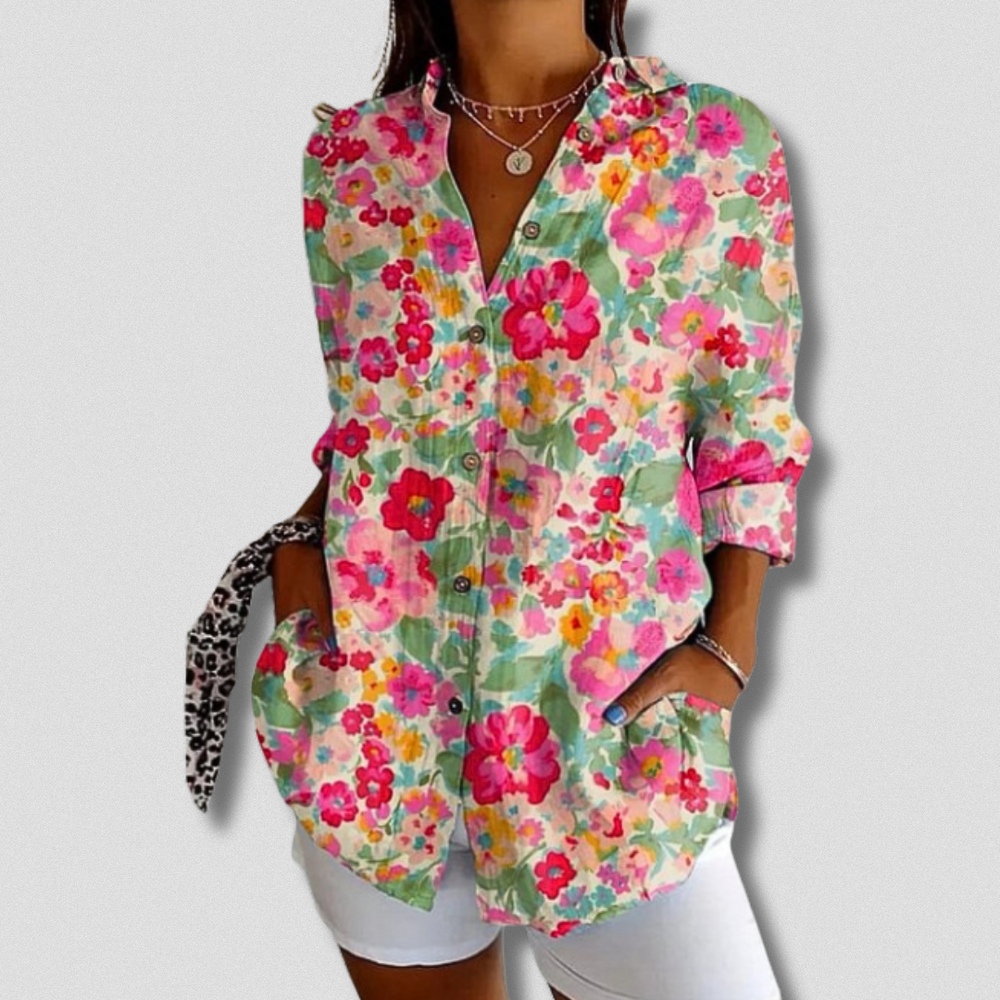 Chemise à Boutons Florale à Manches Longues Tatiana