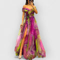 Rhea | Premium-Maxikleid z błyszczącego jedwabiu