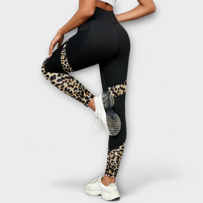 Legginsy z wysokim stanem w panterkę