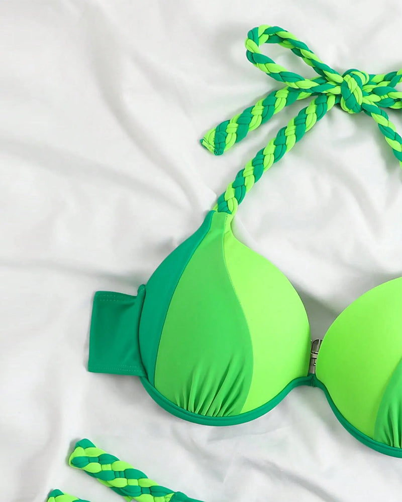 Colorblock-Neckholder-Bikini-Zestaw