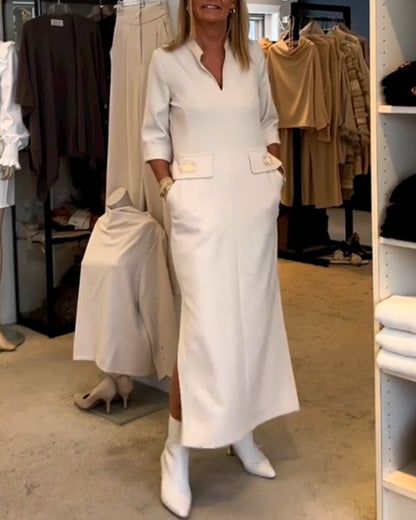 Els | Jednokolorowa sukienka z 3/4 rękawem