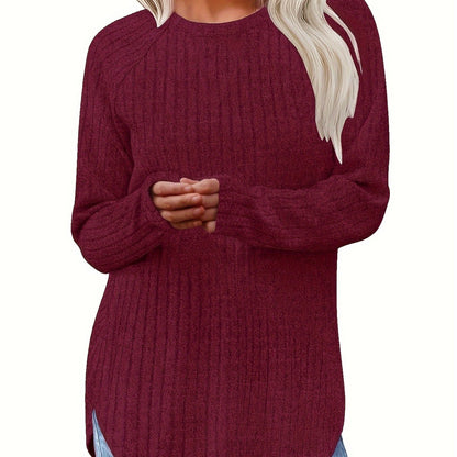 Sophie | Gładki kolor, prążkowany T-shirt z długim rękawem