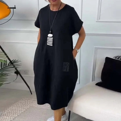 Sukienka Marie™ dla kobiet z krótkim rękawem z nadrukiem liter