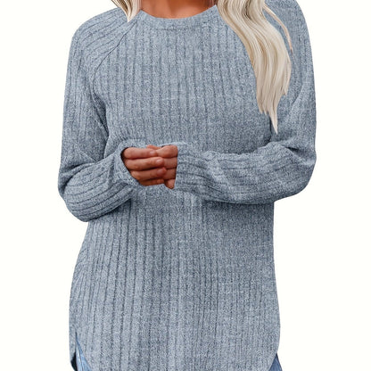 Sophie | Gładki kolor, prążkowany T-shirt z długim rękawem
