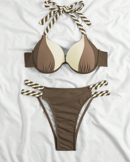 Colorblock-Neckholder-Bikini-Zestaw