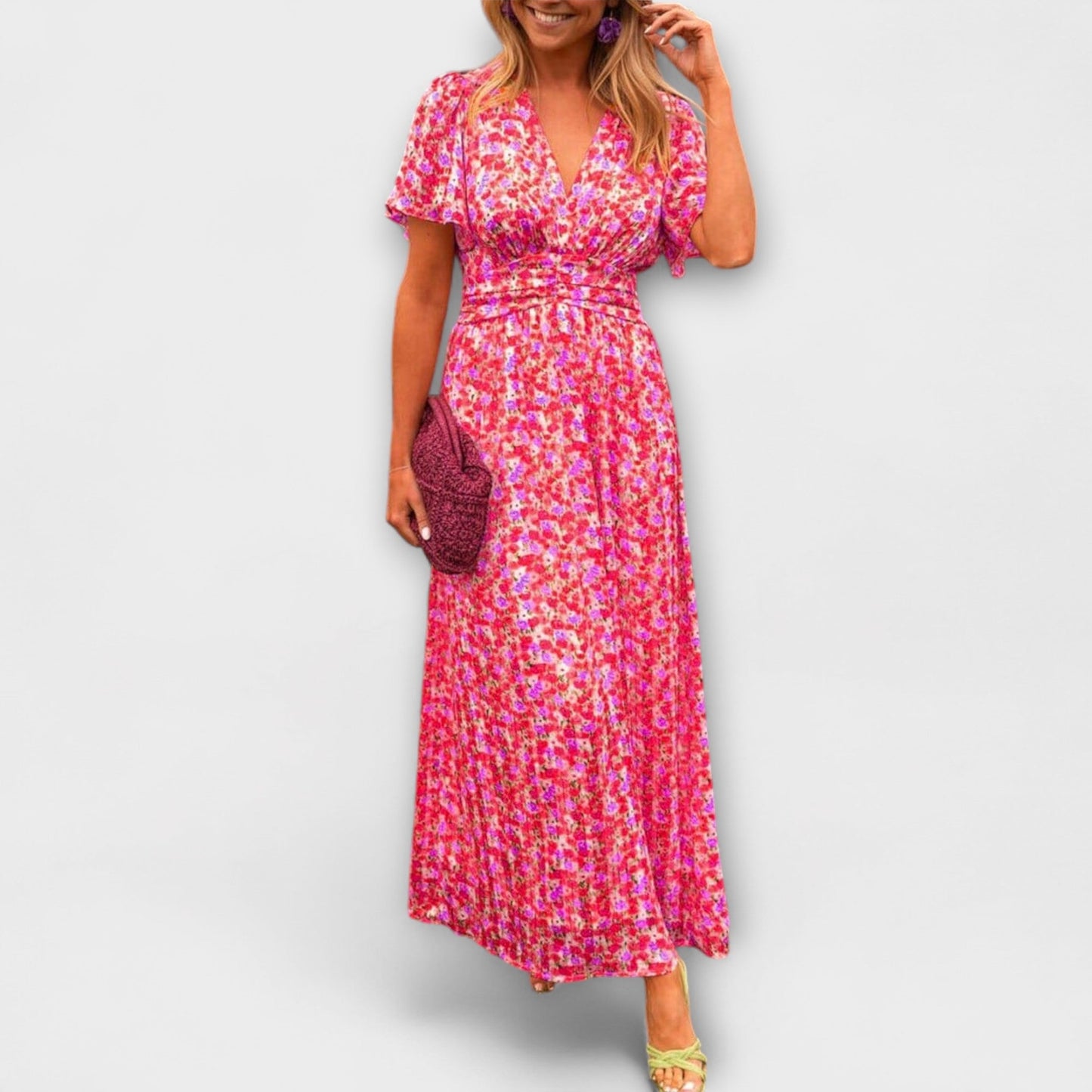 Sandra - Elegancka Sukienka Maxi z V-dekoltem