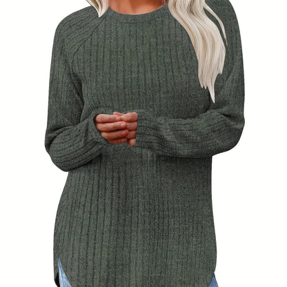 Sophie | Gładki kolor, prążkowany T-shirt z długim rękawem