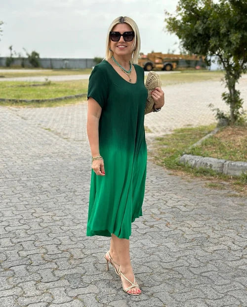 Mila | Elegancka Sukienka Bawełniana z Okrągłym Dekoltem