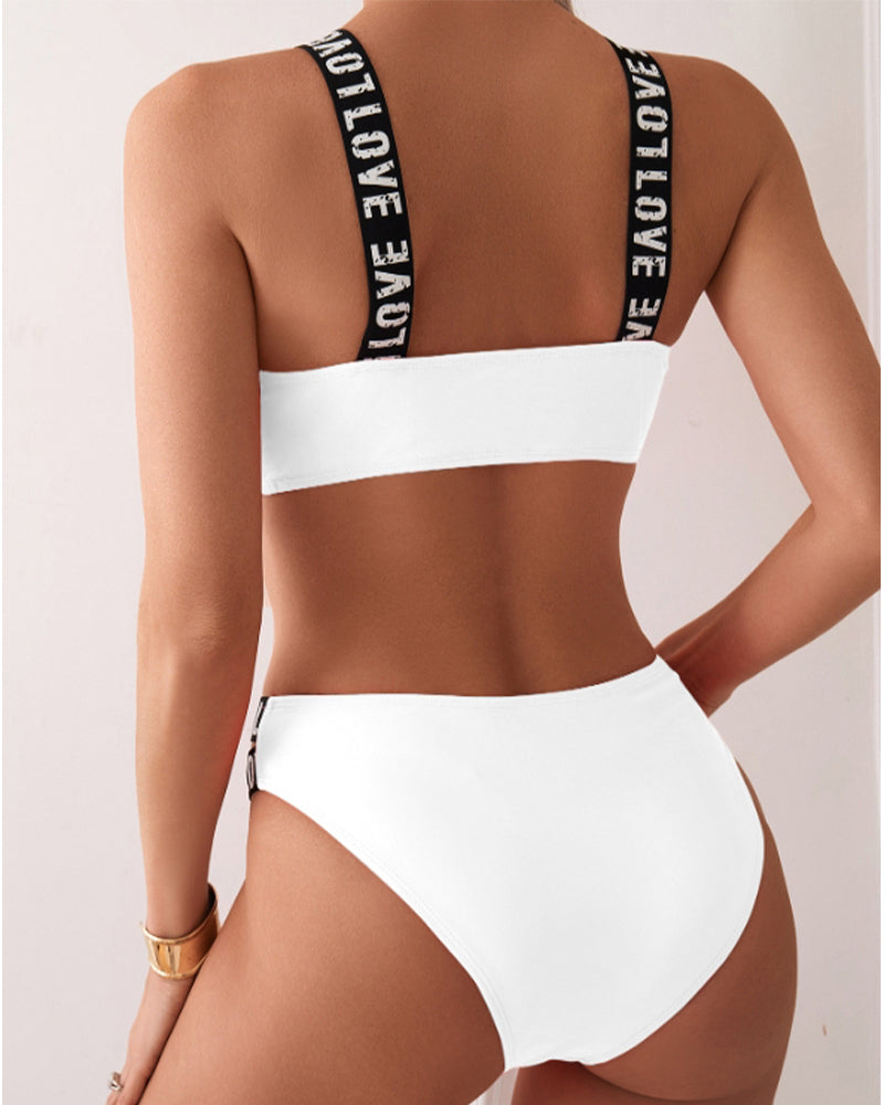 Biustonosz Bikini z ramiączkami na literę, dwuczęściowy