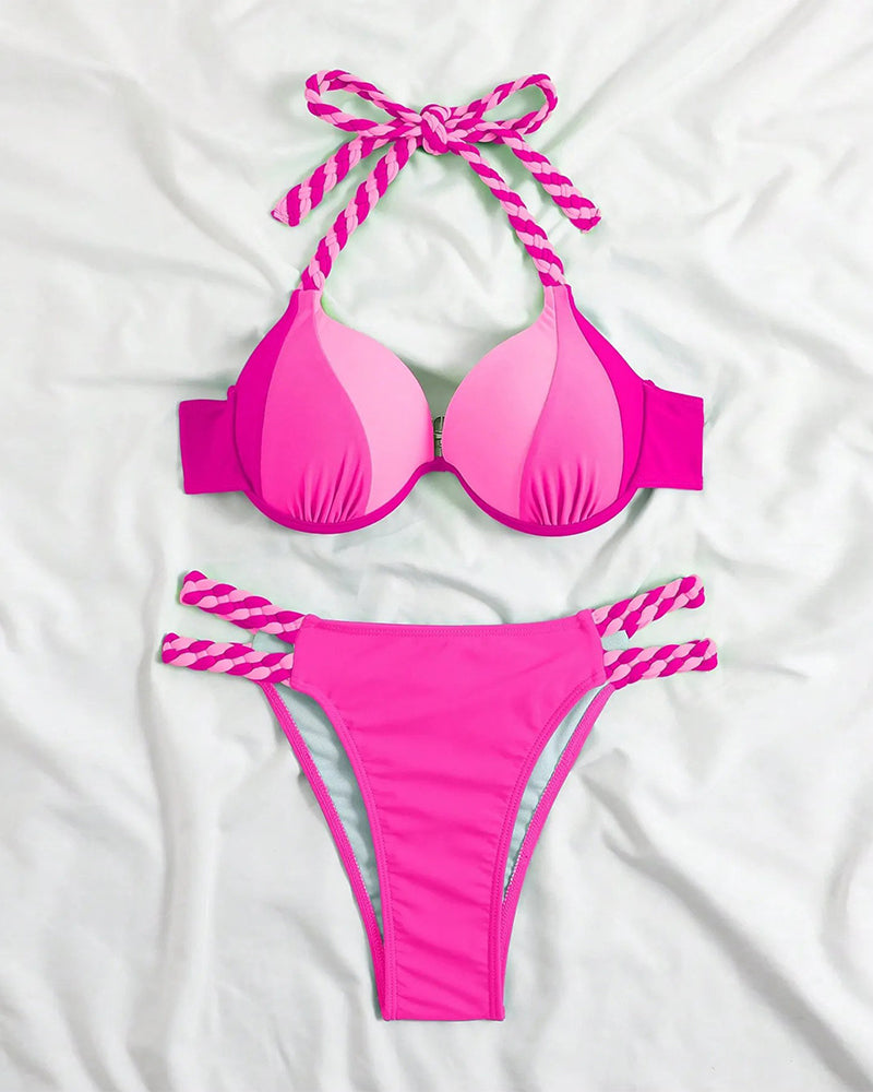 Colorblock-Neckholder-Bikini-Zestaw