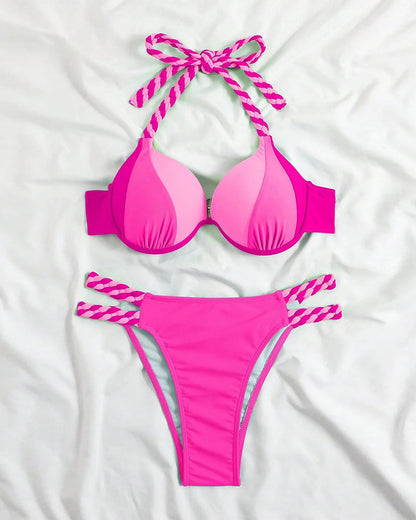 Colorblock-Neckholder-Bikini-Zestaw