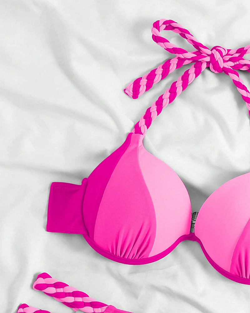 Colorblock-Neckholder-Bikini-Zestaw