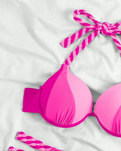Colorblock-Neckholder-Bikini-Zestaw