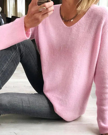 Jacobs | Prosty gładki sweter z długim rękawem
