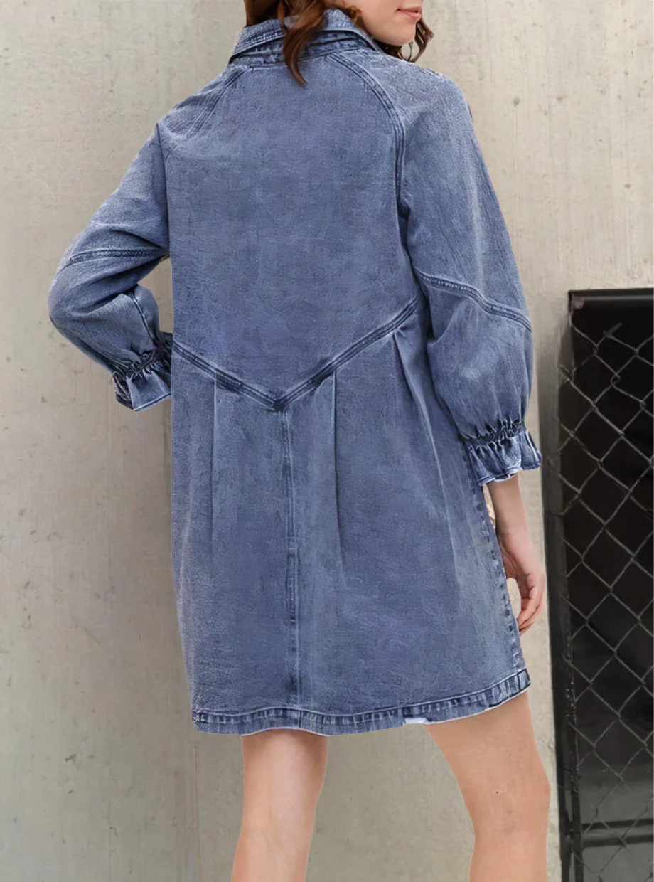 Sukienka koszulowa z denimu – Casual model z rzędem guzików