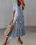 Maxi Sukienka Damska – Boho Print z Detalem Sznurka