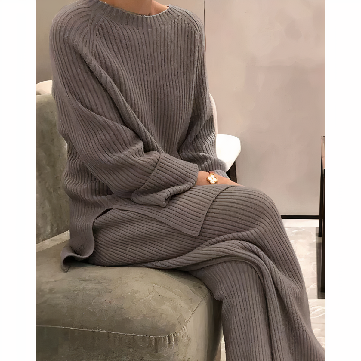 Emily | Casual dzianinowy sweter i spodnie