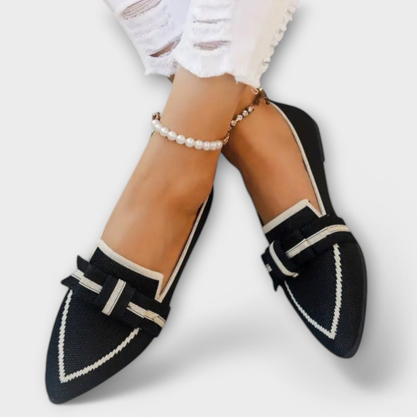Płaskie Damskie Buty z Wiązanym Wzorem