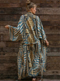 Jiska | Boho drukowana kimono plażowa kurtka